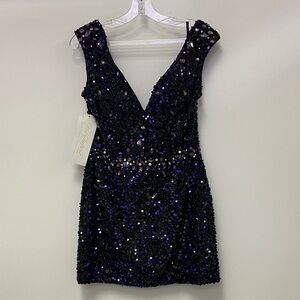 Elegant Black and Purple Sequin Dress